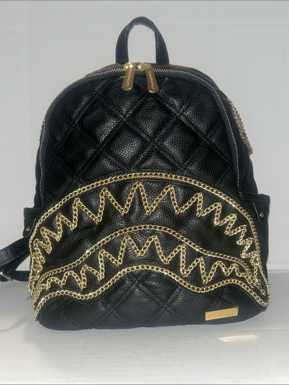 Sprayground Black Mamba Savage quilted backpack gold chain